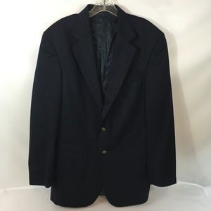 Vintage Oscar De La Renta Dark Navy Classic Fine Wool Blazer Metal Buttons